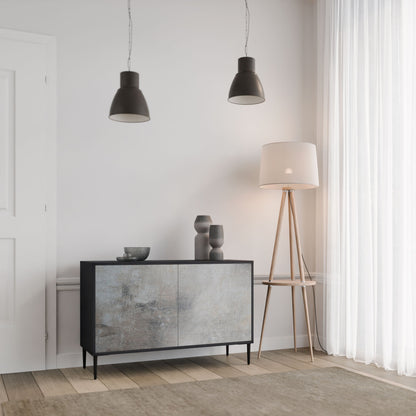 Credenza a 2 ante CONCRETE WALL in finitura nera