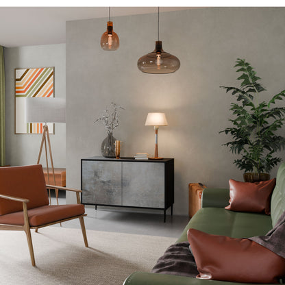 Credenza a 2 ante CONCRETE WALL in finitura nera
