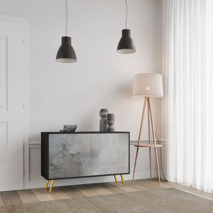 Credenza a 2 ante CONCRETE WALL in finitura nera