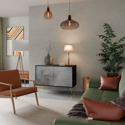 Credenza a 2 ante CONCRETE WALL in finitura nera