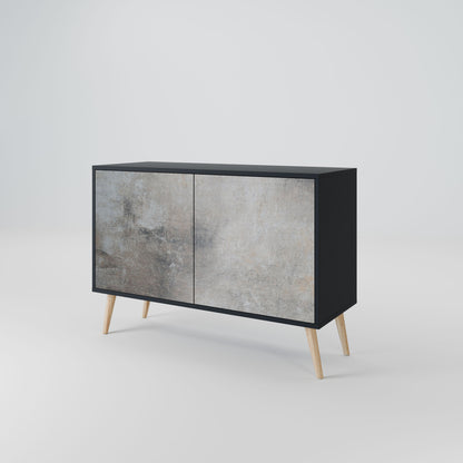 Credenza a 2 ante CONCRETE WALL in finitura nera