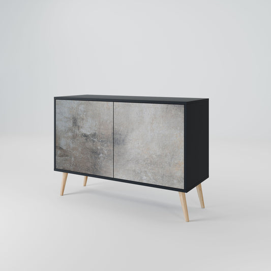 Credenza a 2 ante CONCRETE WALL in finitura nera