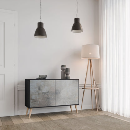 Credenza a 2 ante CONCRETE WALL in finitura nera