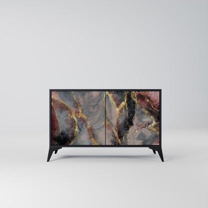 Credenza a 2 ante GOLDEN TIDES in finitura nera