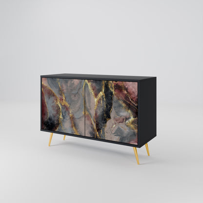 Credenza a 2 ante GOLDEN TIDES in finitura nera