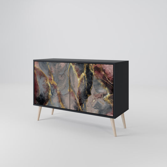Credenza a 2 ante GOLDEN TIDES in finitura nera