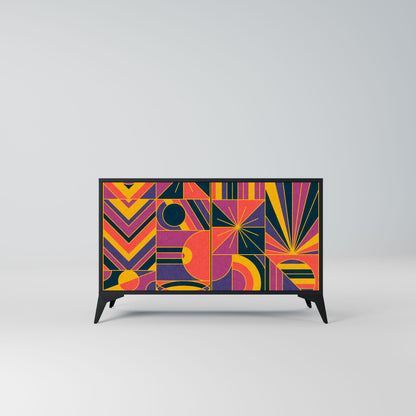 Credenza ELECTRIC PATTERNS a 2 ante in finitura nera
