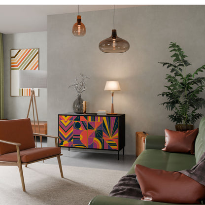 Credenza ELECTRIC PATTERNS a 2 ante in finitura nera