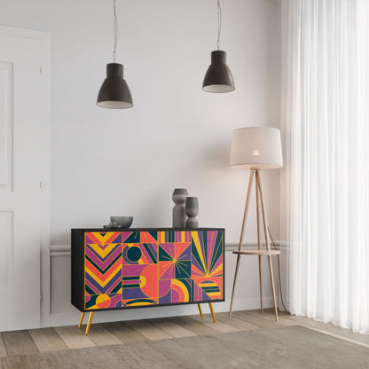 Credenza ELECTRIC PATTERNS a 2 ante in finitura nera