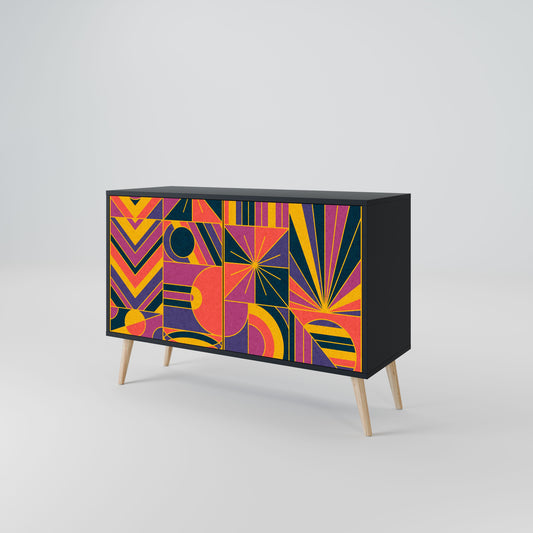 Credenza ELECTRIC PATTERNS a 2 ante in finitura nera