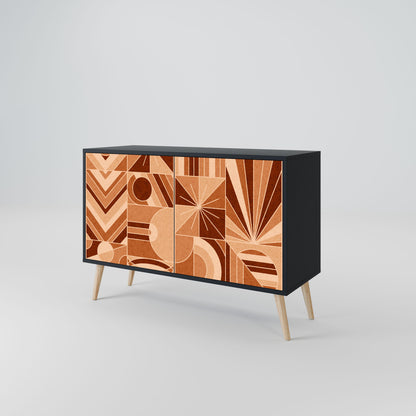 Credenza PRISM MOSAIC a 2 ante in finitura nera