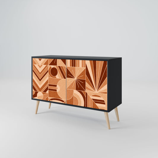 Credenza PRISM MOSAIC a 2 ante in finitura nera