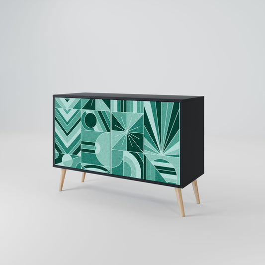 Credenza a 2 ante HARMONIC GRID in finitura nera