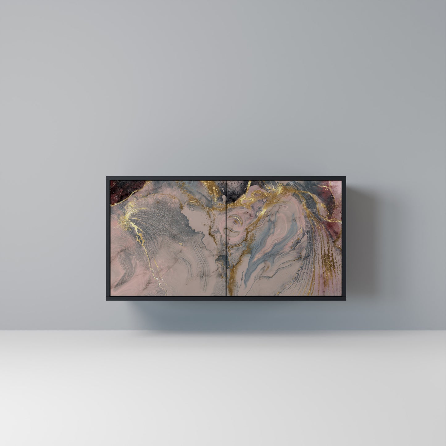 GILDED SWIRLS Madia a 2 Ante in Finitura Nera