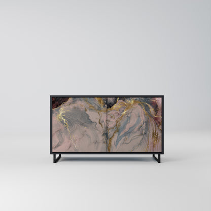 Credenza a 2 ante GILDED SWIRLS in finitura nera