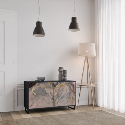 Credenza a 2 ante GILDED SWIRLS in finitura nera