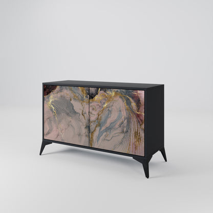 Credenza a 2 ante GILDED SWIRLS in finitura nera