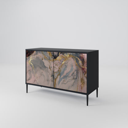 Credenza a 2 ante GILDED SWIRLS in finitura nera
