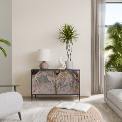 Credenza a 2 ante GILDED SWIRLS in finitura nera