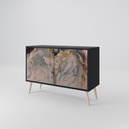 Credenza a 2 ante GILDED SWIRLS in finitura nera