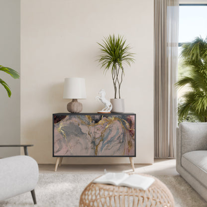Credenza a 2 ante GILDED SWIRLS in finitura nera