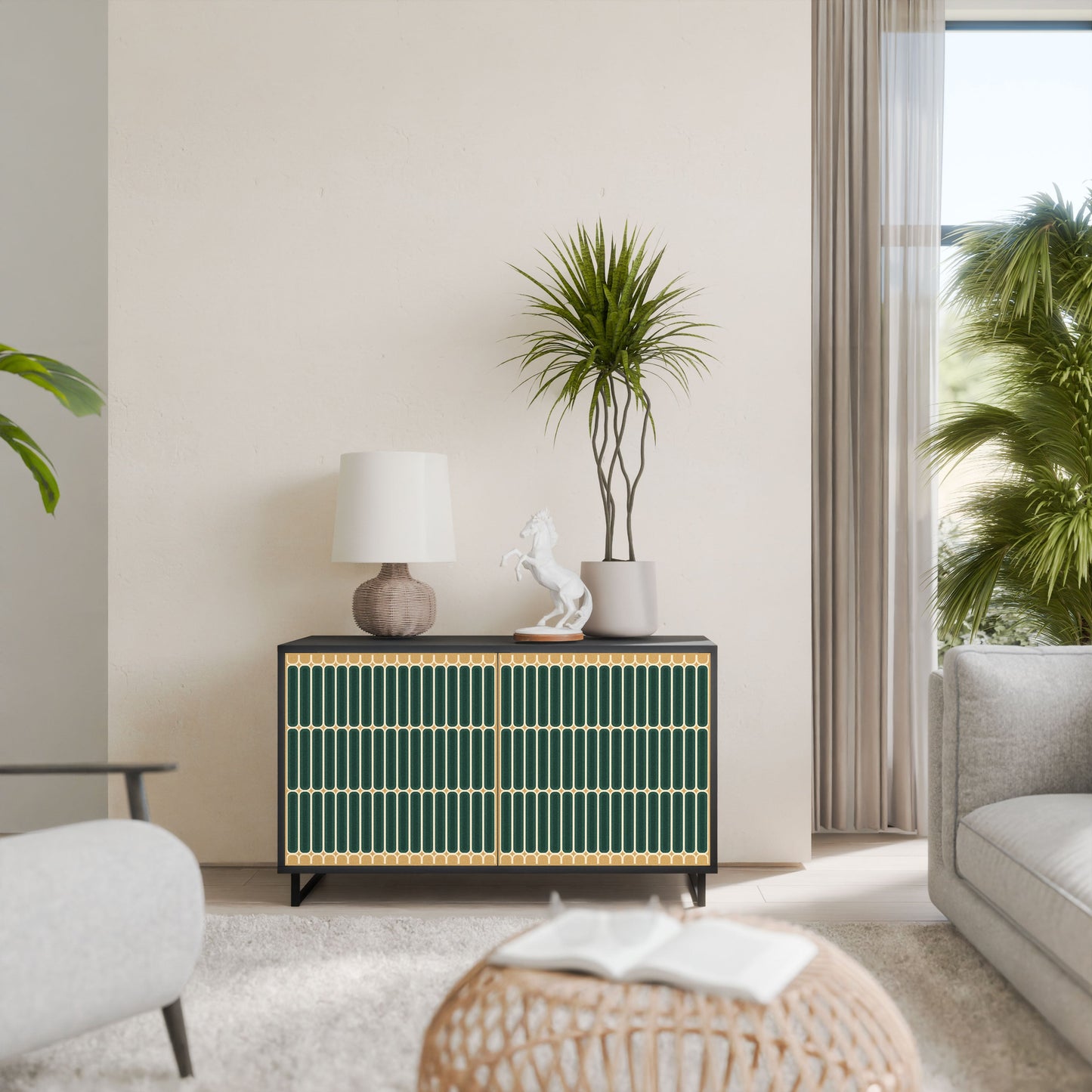 Credenza ILUSION GATE a 2 ante in finitura nera