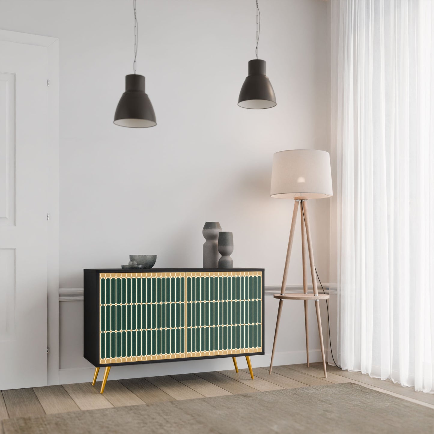 Credenza ILUSION GATE a 2 ante in finitura nera