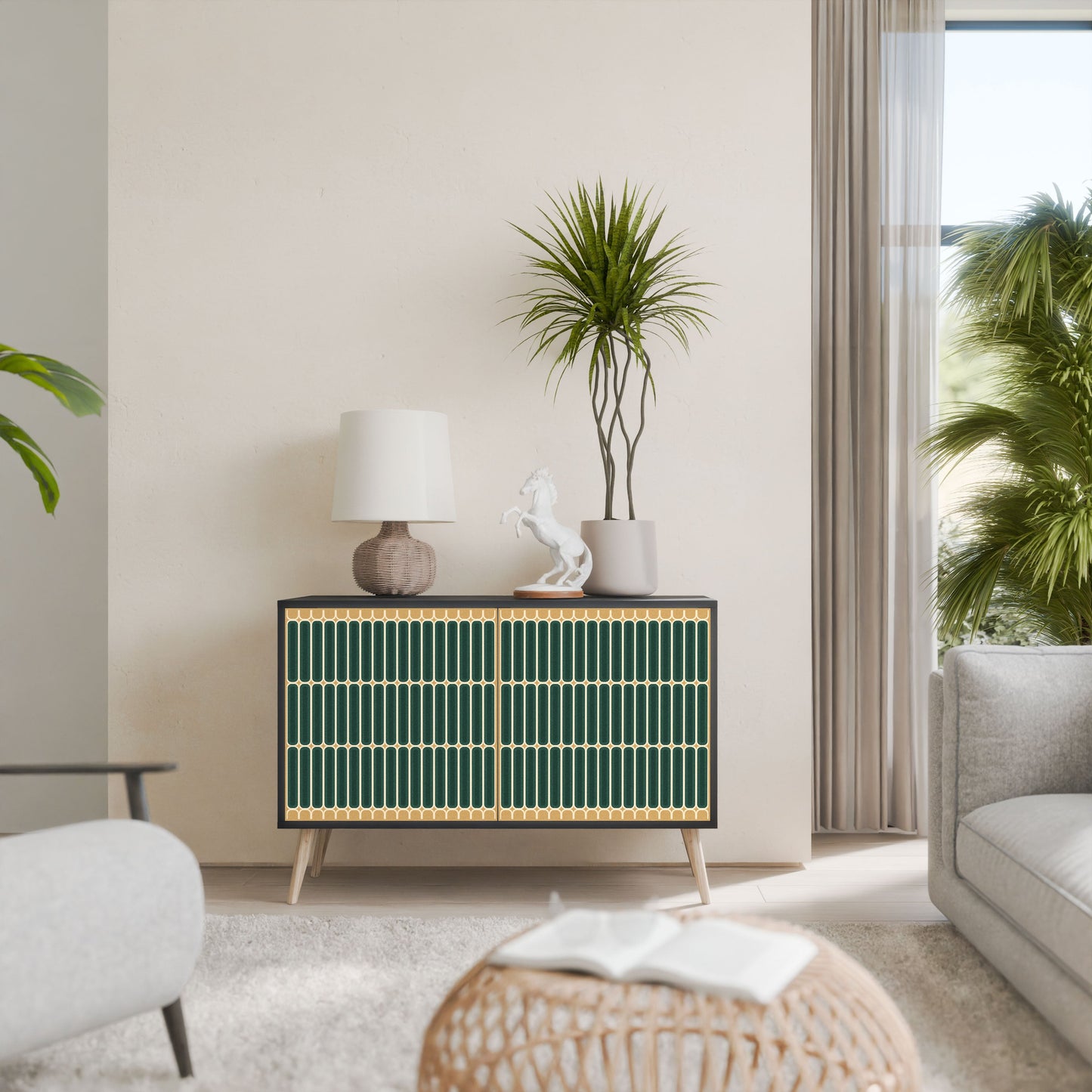 Credenza ILUSION GATE a 2 ante in finitura nera