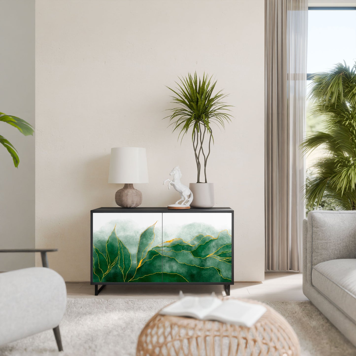 Credenza EXPENSIVE NATURE a 2 ante in finitura nera