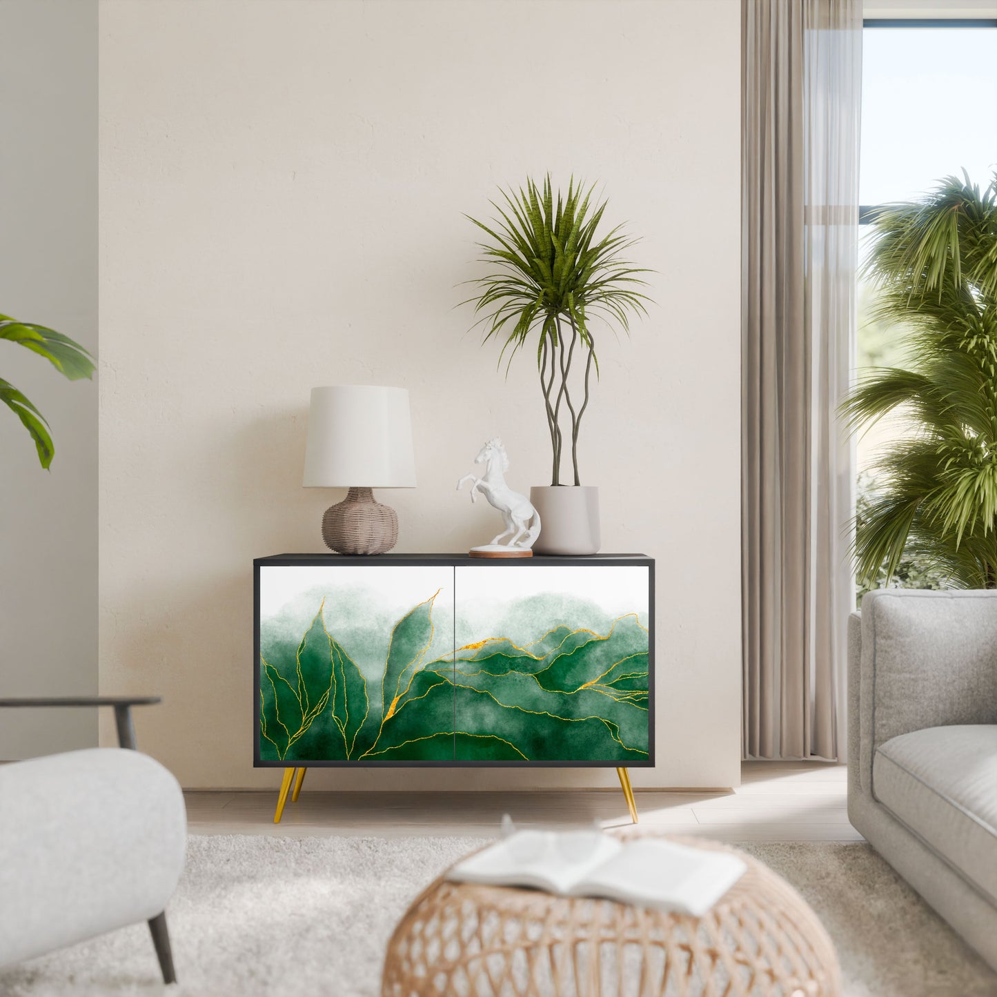 Credenza EXPENSIVE NATURE a 2 ante in finitura nera