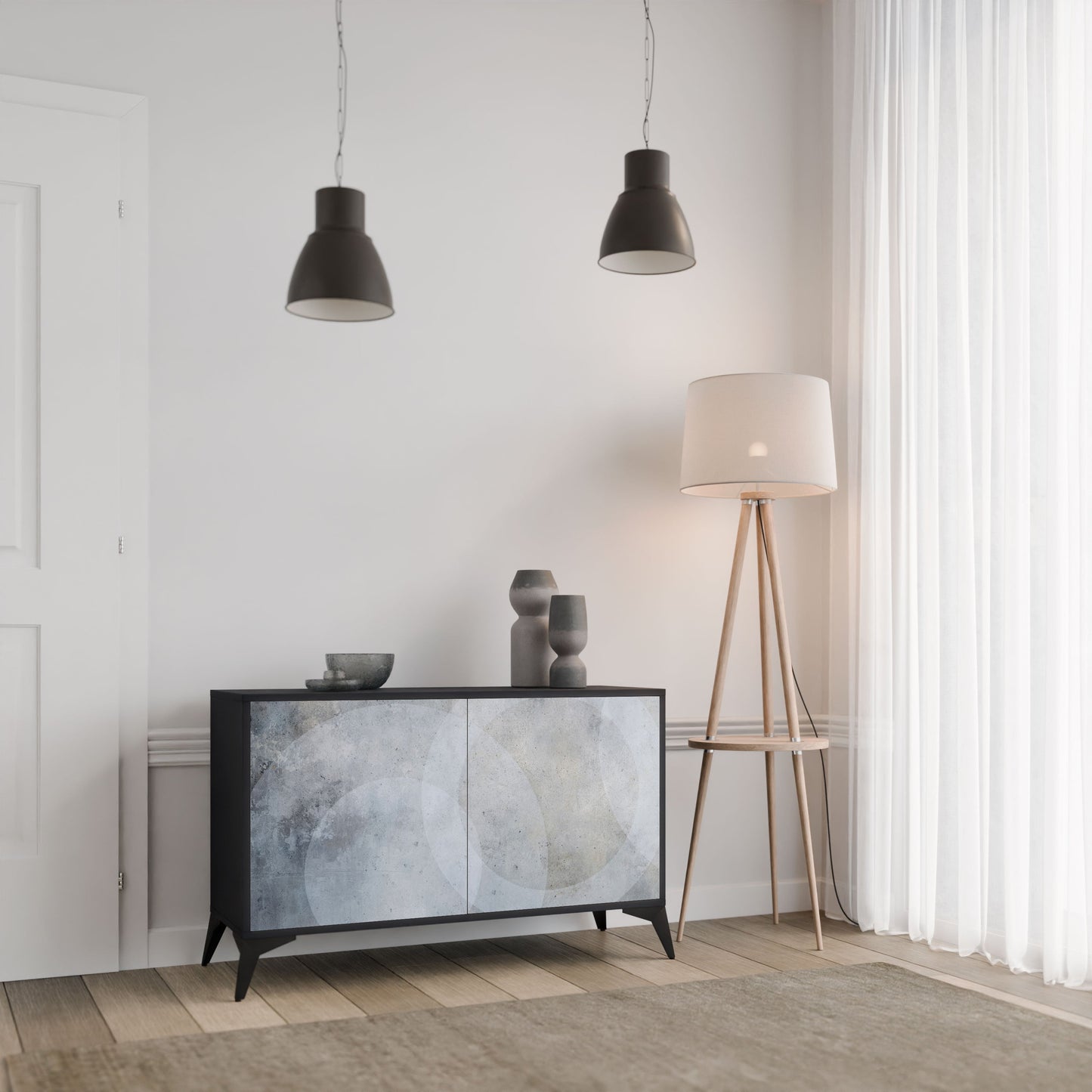 MUTED ARC 2-Door Sideboard in Black Finish