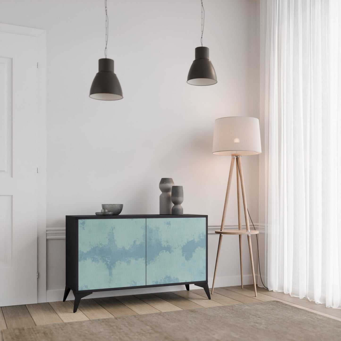 Credenza a 2 ante SKY WASH in finitura nera