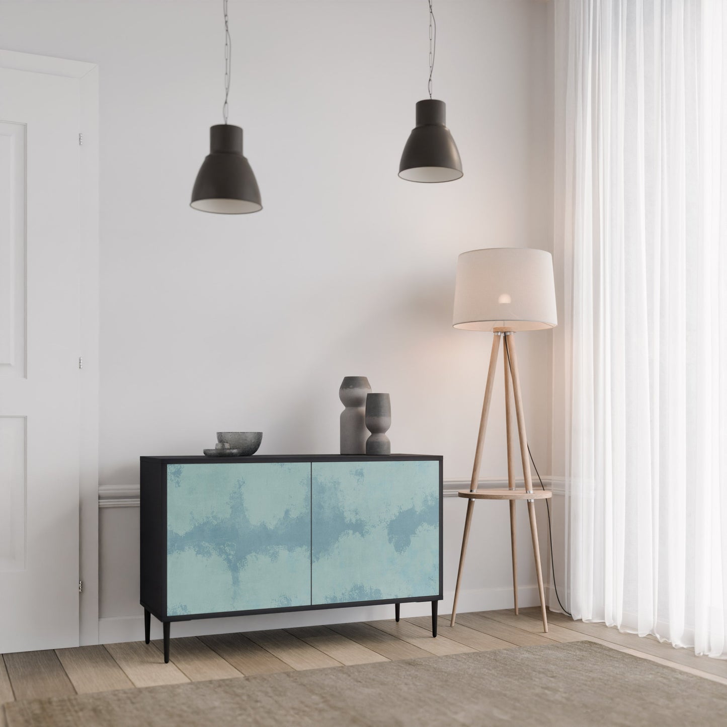 Credenza a 2 ante SKY WASH in finitura nera