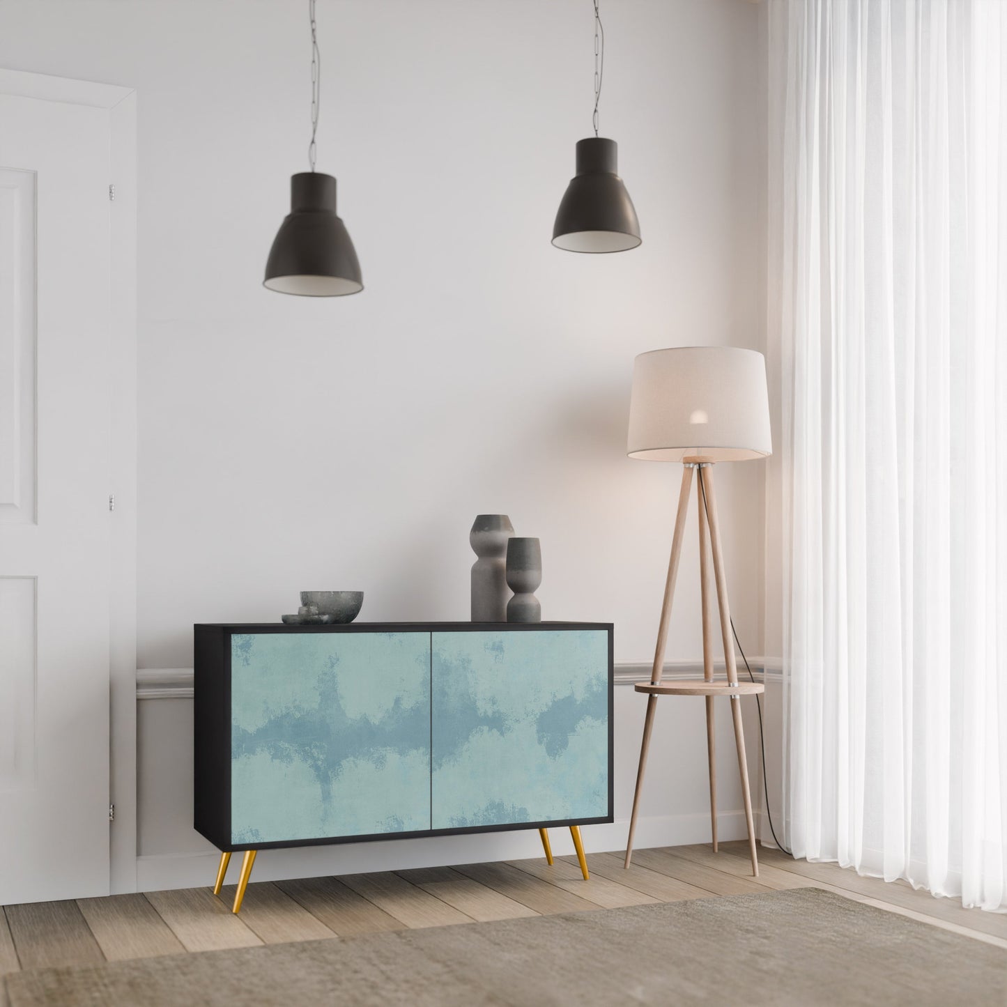 Credenza a 2 ante SKY WASH in finitura nera