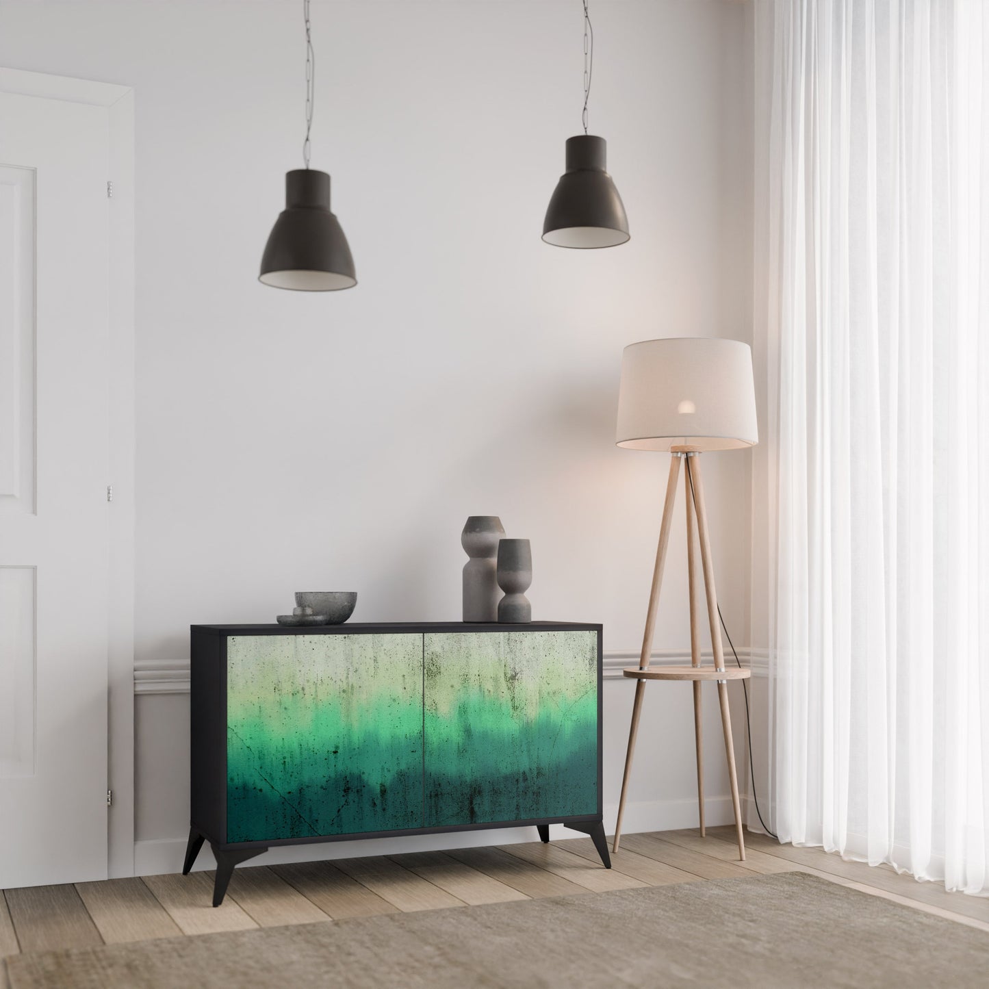 Credenza a 2 ante NORTHERN LIGHTS in finitura nera