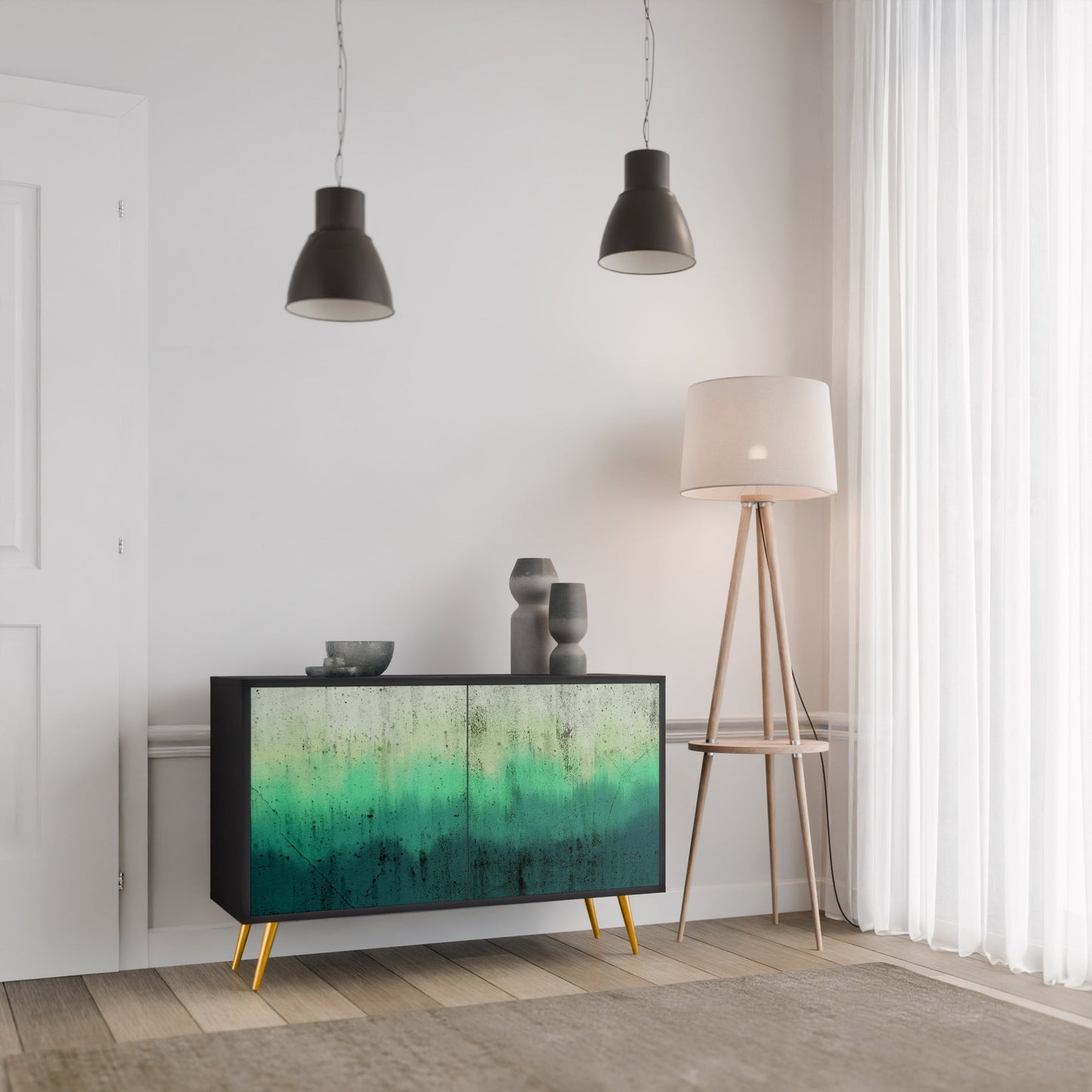 Credenza a 2 ante NORTHERN LIGHTS in finitura nera