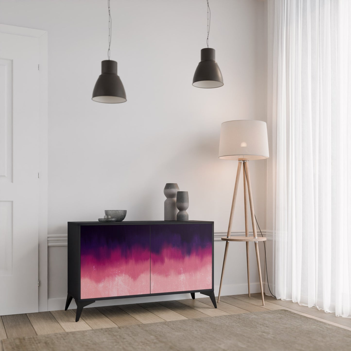 Credenza AURORA BOREALIS a 2 ante in finitura nera