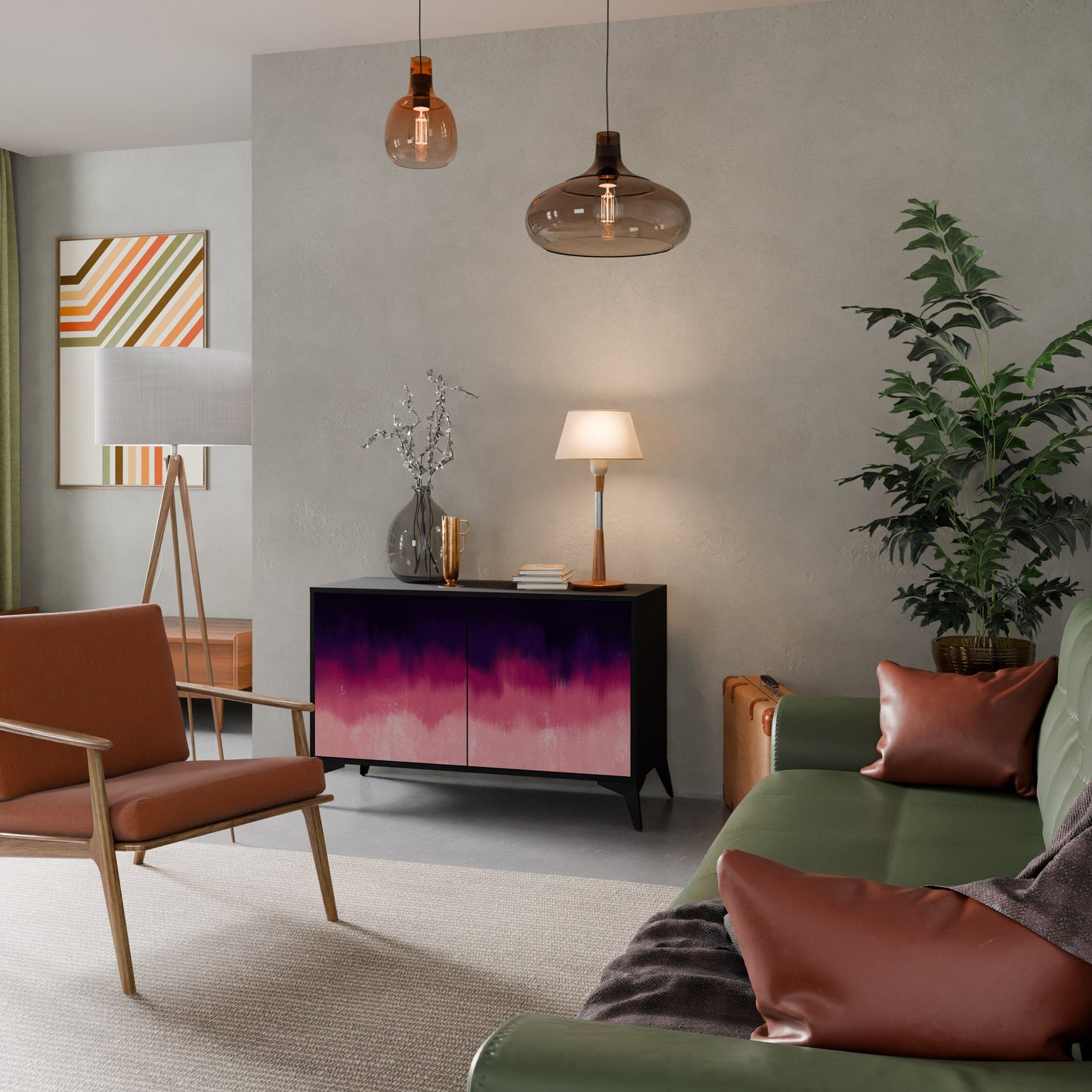 Credenza AURORA BOREALIS a 2 ante in finitura nera