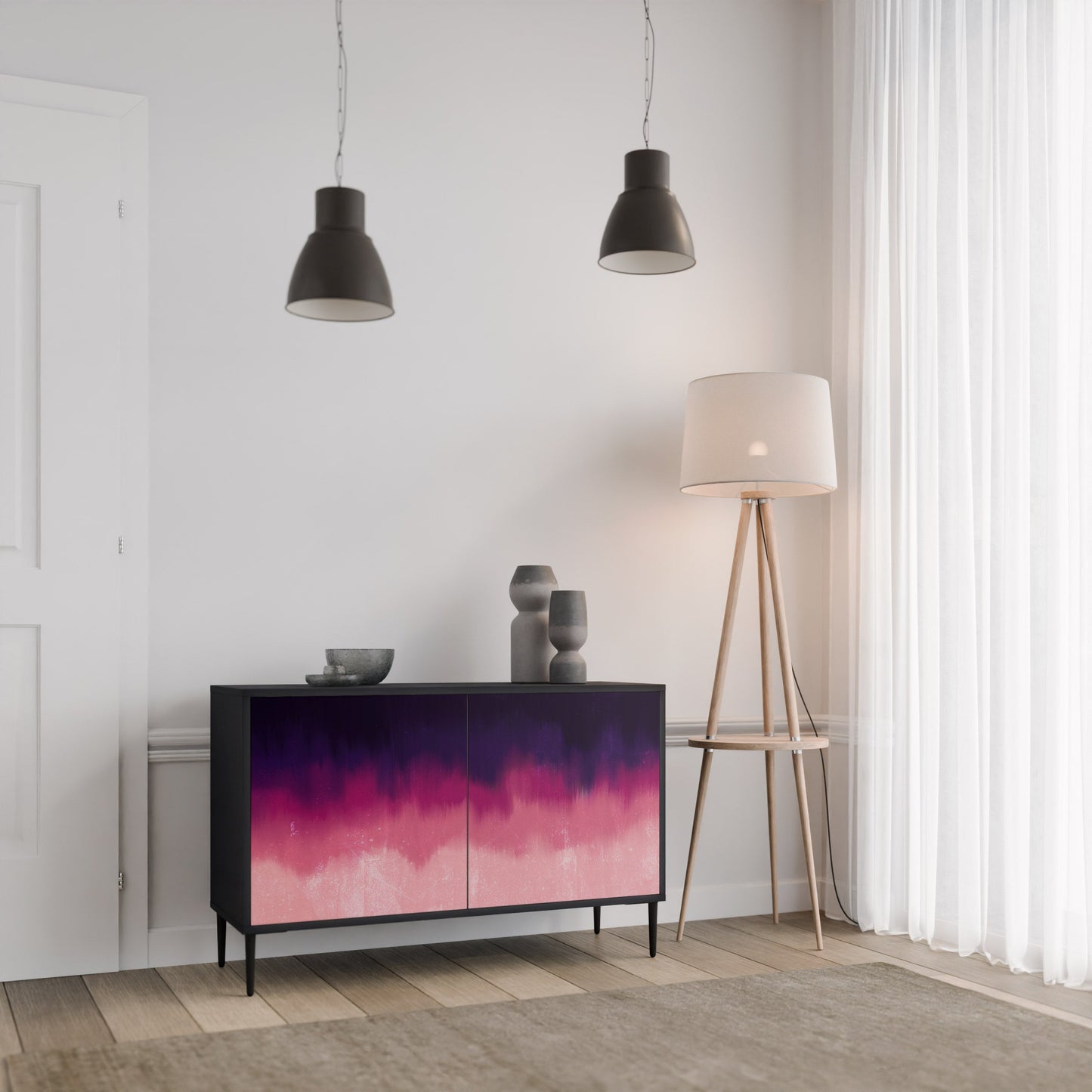 Credenza AURORA BOREALIS a 2 ante in finitura nera