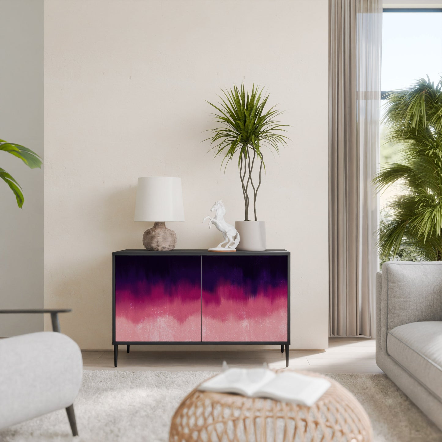 Credenza AURORA BOREALIS a 2 ante in finitura nera