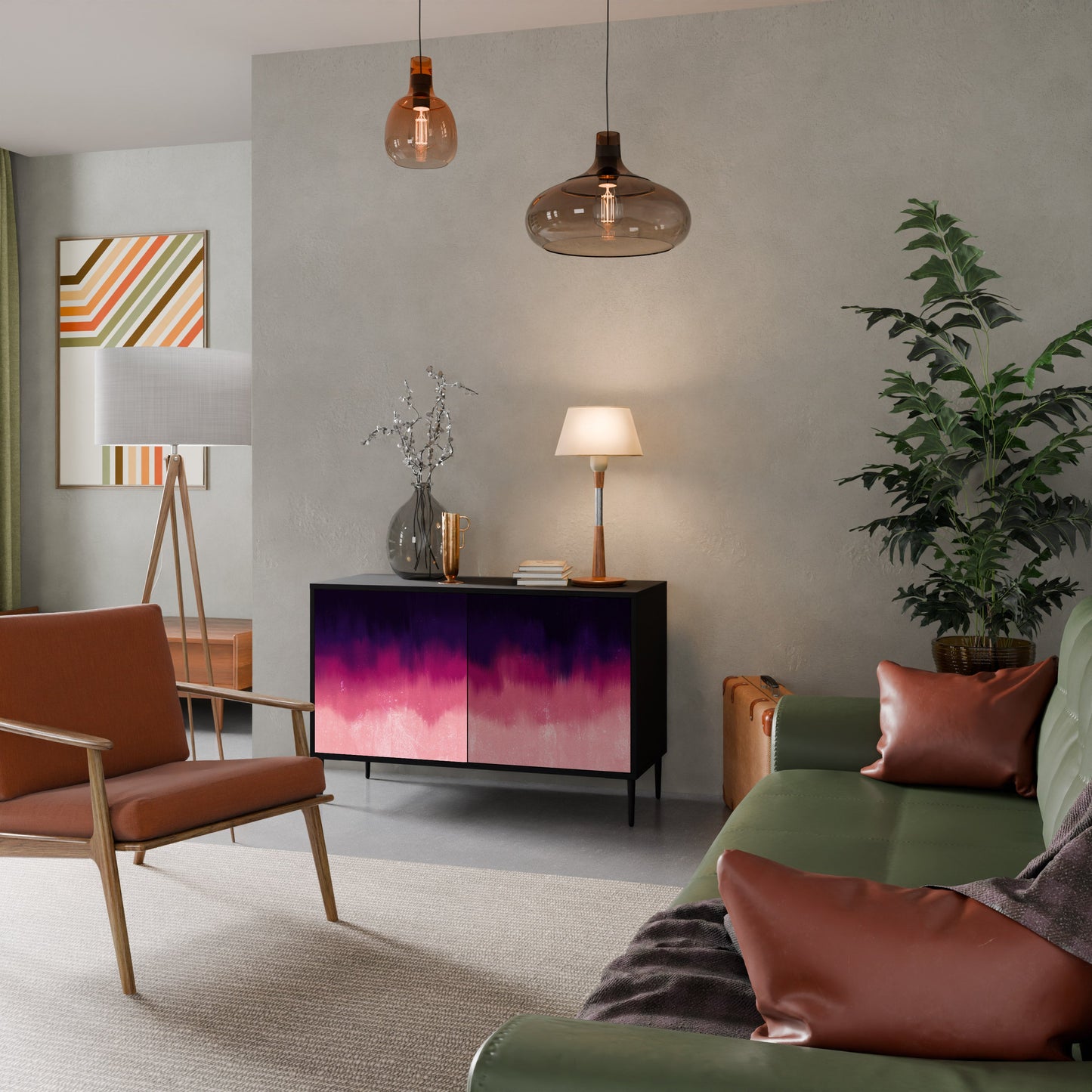 Credenza AURORA BOREALIS a 2 ante in finitura nera