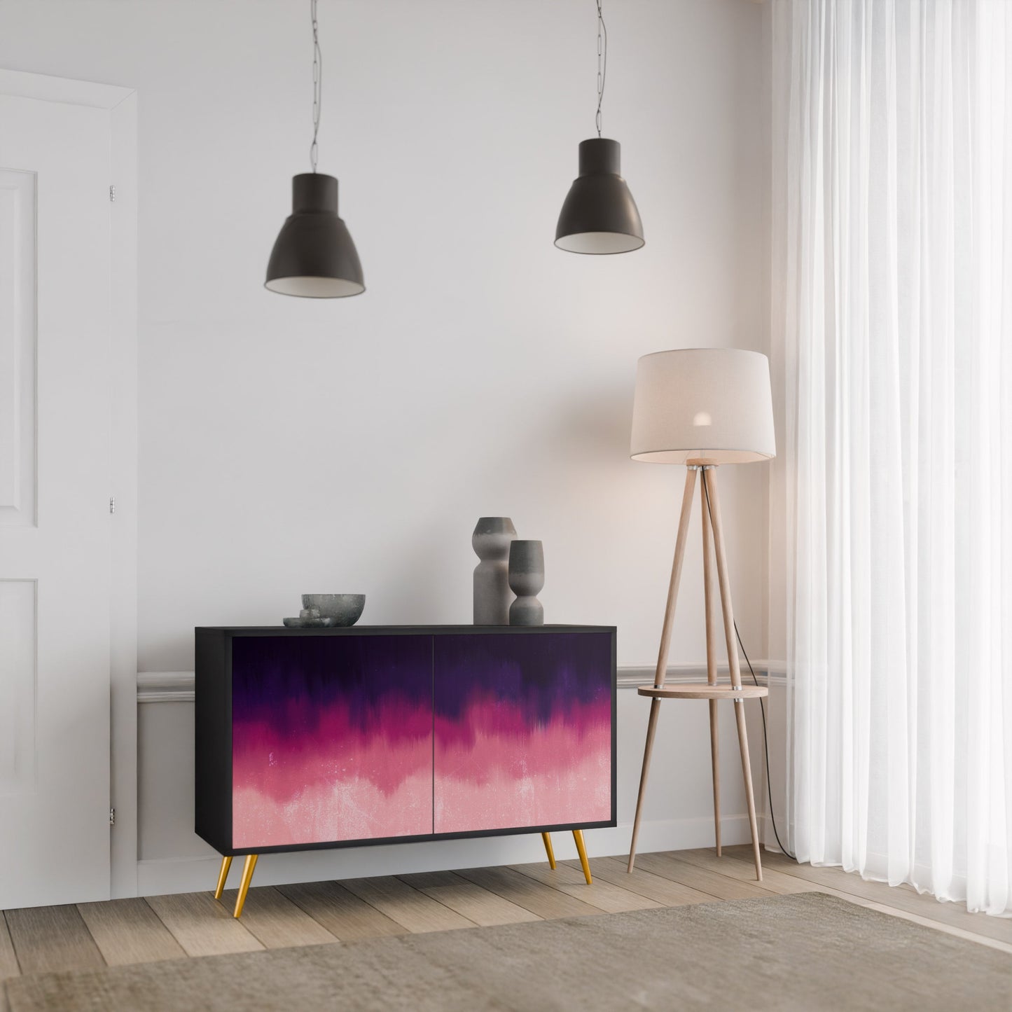 Credenza AURORA BOREALIS a 2 ante in finitura nera