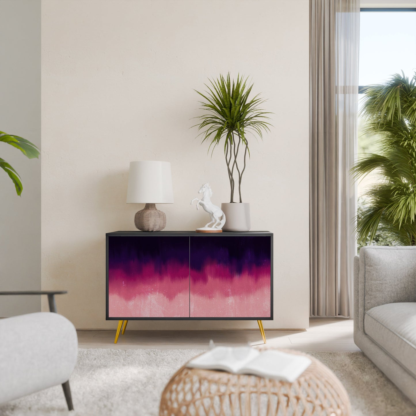 Credenza AURORA BOREALIS a 2 ante in finitura nera