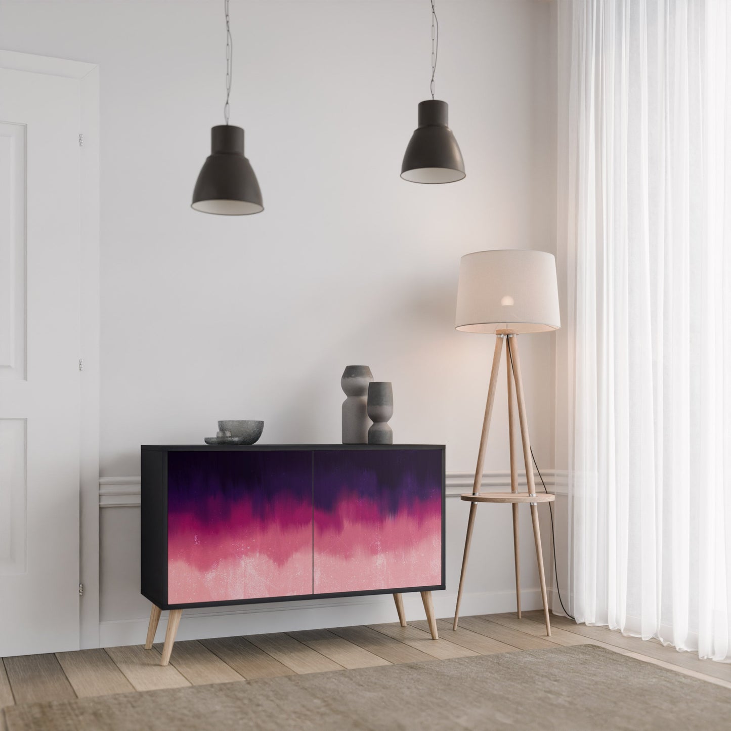 Credenza AURORA BOREALIS a 2 ante in finitura nera
