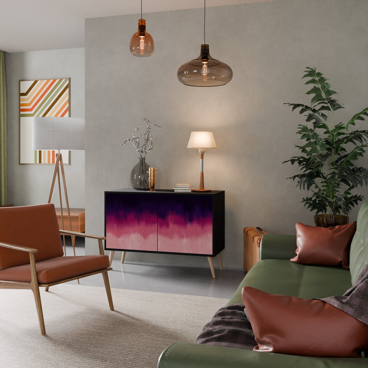 Credenza AURORA BOREALIS a 2 ante in finitura nera