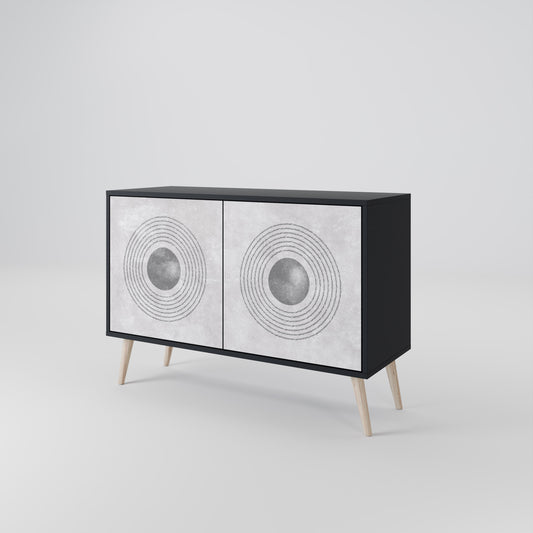 Credenza a 2 ante SOLID CIRCLES in finitura nera