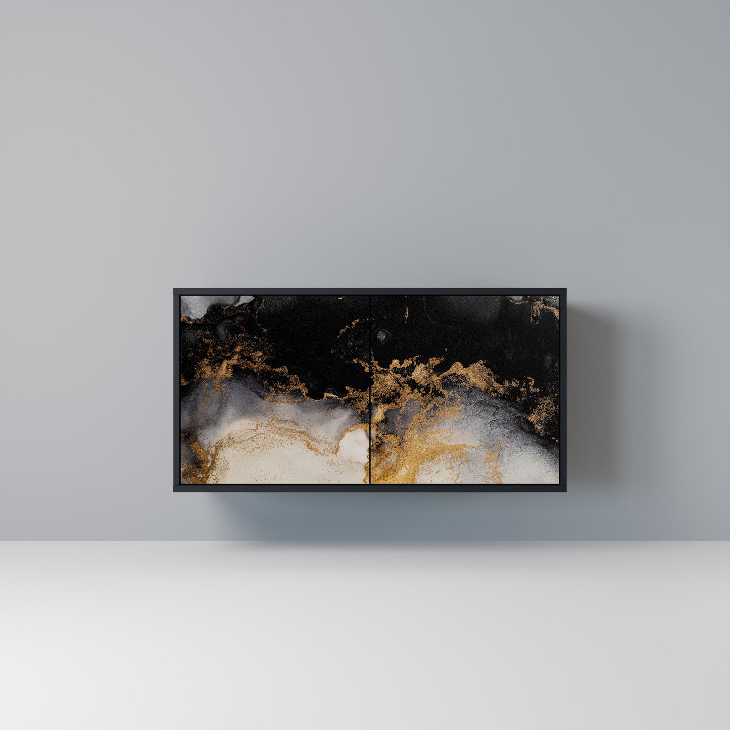 MARBLE OF TOMMORROW Madia a 2 Ante in Finitura Nera