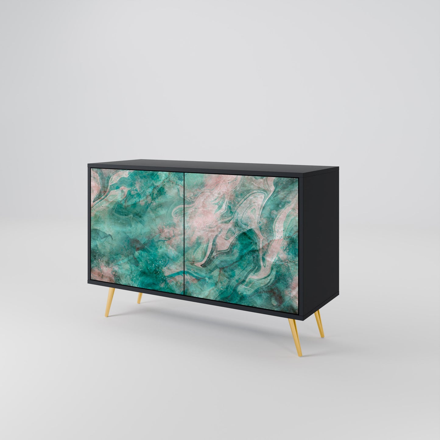 Credenza a 2 ante ABSTRACT ALCHEMY in finitura nera