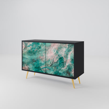 Credenza a 2 ante ABSTRACT ALCHEMY in finitura nera