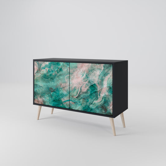 Credenza a 2 ante ABSTRACT ALCHEMY in finitura nera